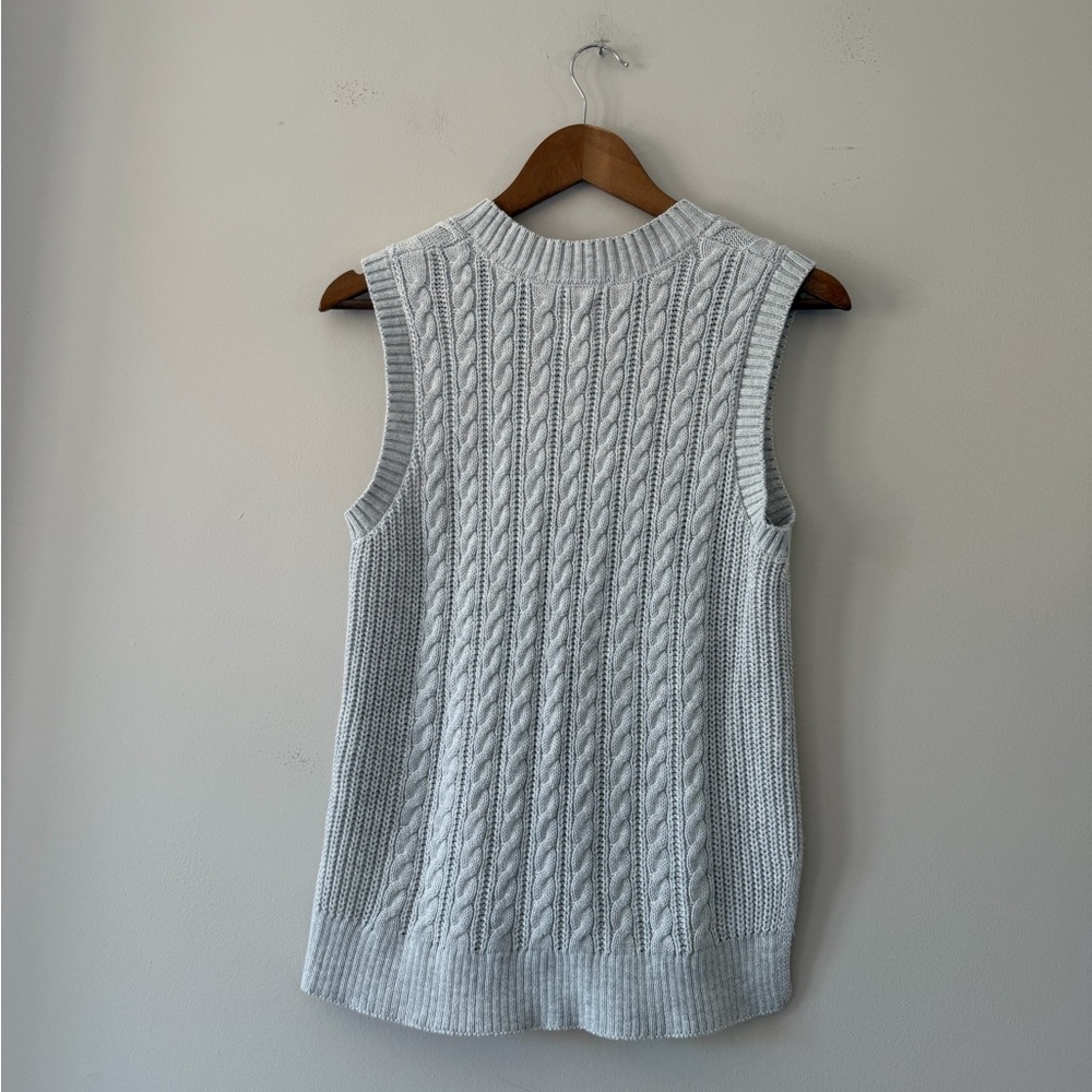 Joie Light Gray Cable Knit Crewneck Sweater Vest Size Medium - Picture 6 of 7